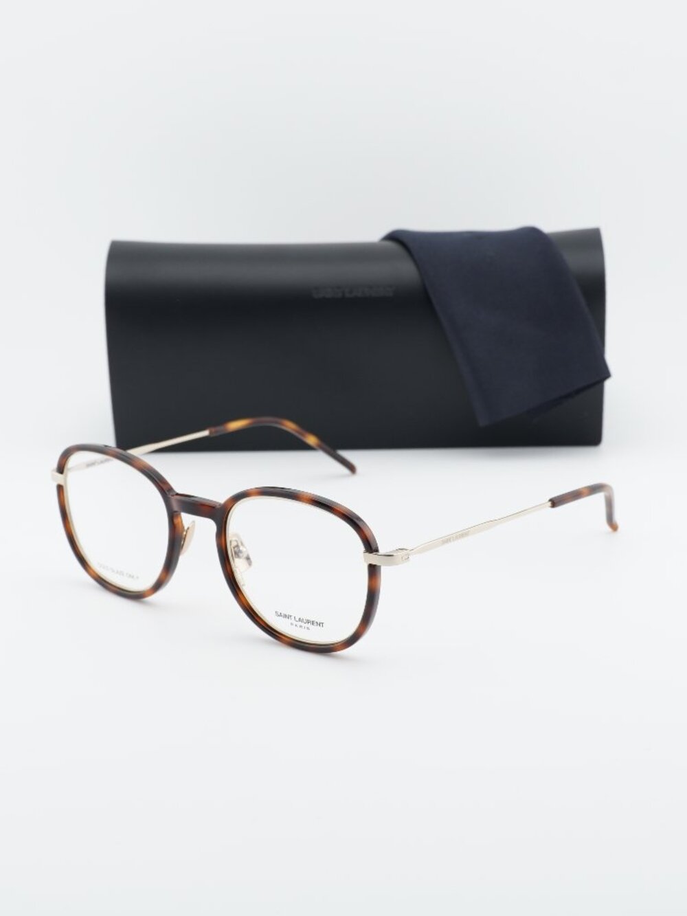 Saint Laurent SL436 OPT 002 Round Eyeglasses 49mm – Havana / Gold